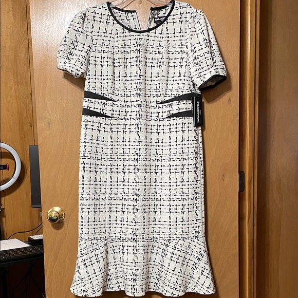 Karl Lagerfeld Dresses & Skirts - Karl Lagerfeld Black and White Patterned Midi Dress